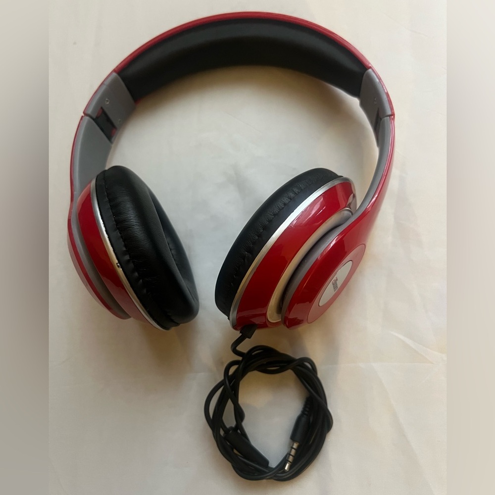 Red and Black Over-Ear Headphones with Adjustable Comfort